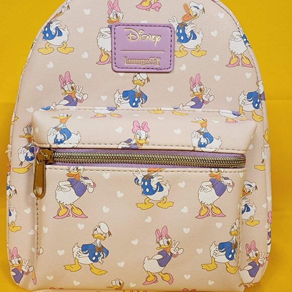 Loungefly Disney Donald Duck & Daisy Duck AOP Heart Classic Mini Backpack NEW main image 8